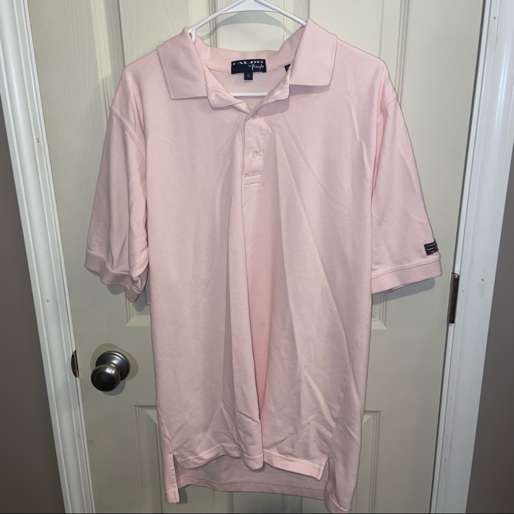 Faldo by Pringle vintage mens golf polo large pink